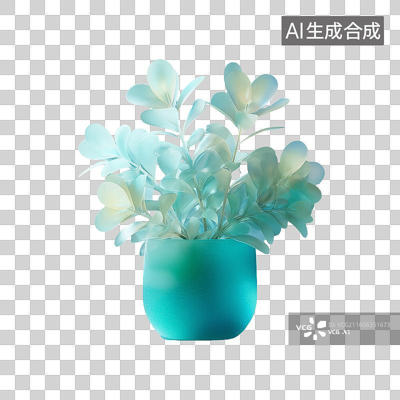 【AI数字艺术】磨砂玻璃盆栽图片素材