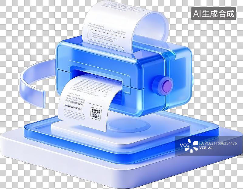 【AI数字艺术】打印机玻璃3D风图片素材
