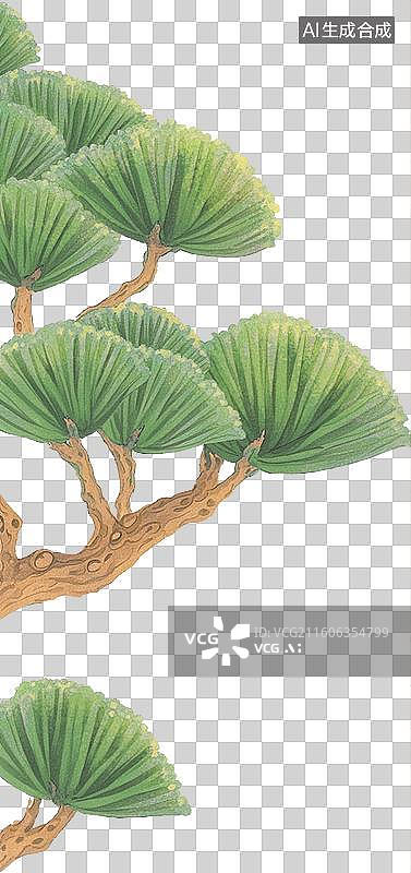 【AI数字艺术】中国风特写罗汉松树枝图片素材