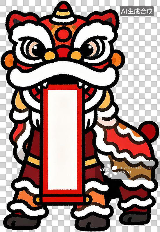 【AI数字艺术】中国春节年俗卡通2D描边插画红包锦鲤灯笼一家人插画元素免扣图形图片素材