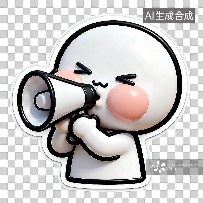 【AI数字艺术】可爱卡通人物手持扩音器图片素材