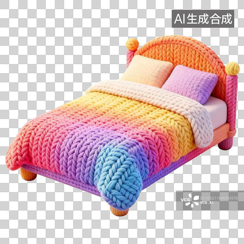 【AI数字艺术】3D毛线电商毛绒冬天冬季床上用品家纺插画免抠元素图片素材