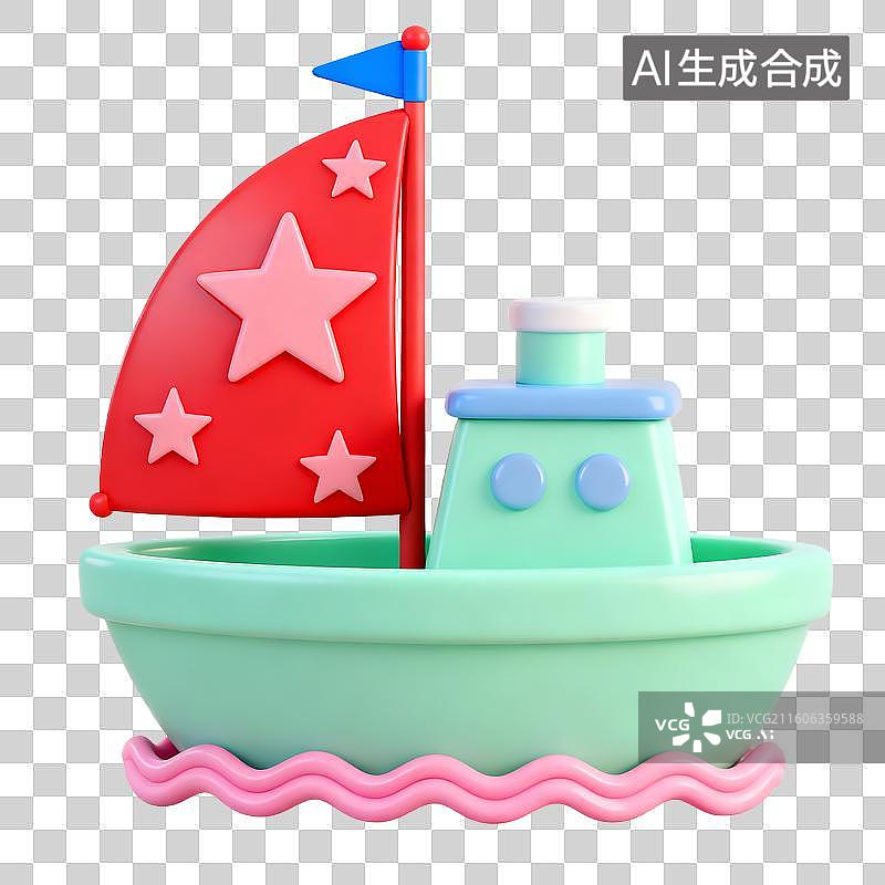 【AI数字艺术】色彩鲜艳的玩具帆船图片素材