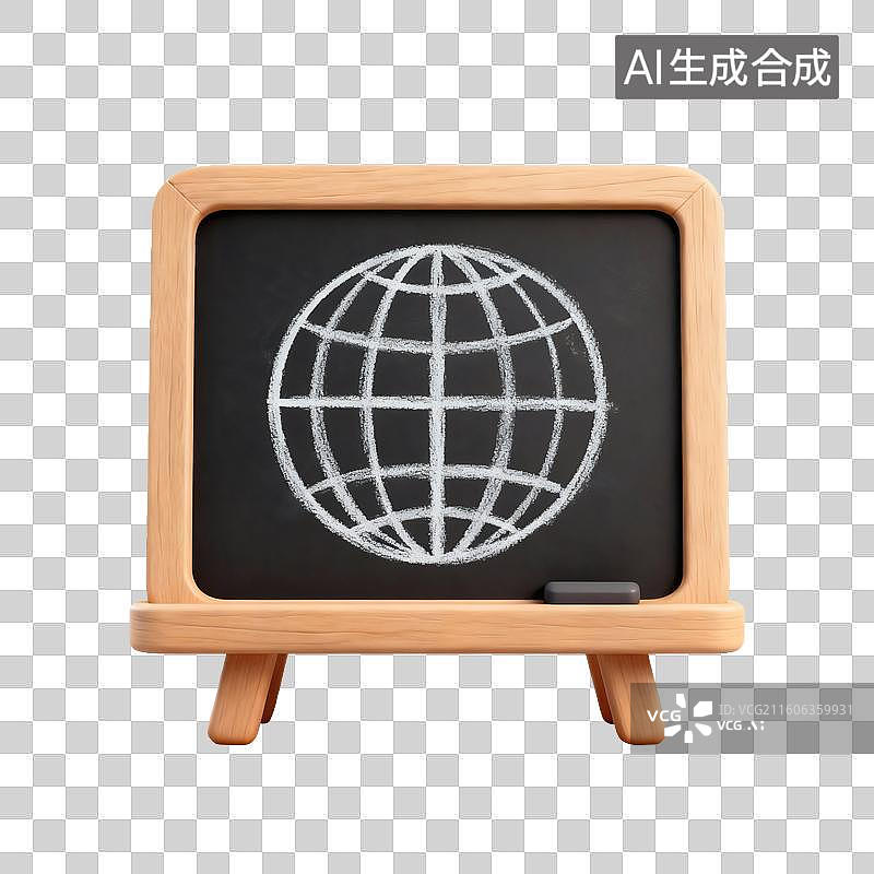 【AI数字艺术】3D卡通黑板课程——地理图片素材