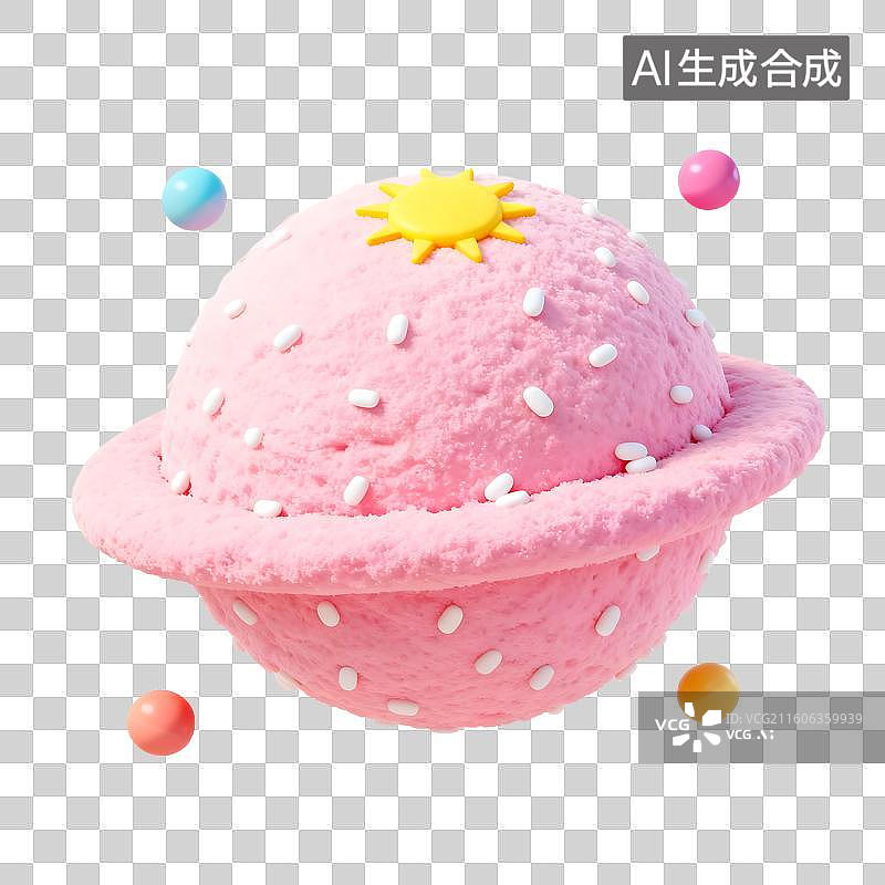 【AI数字艺术】可爱粉色星球造型物体图片素材