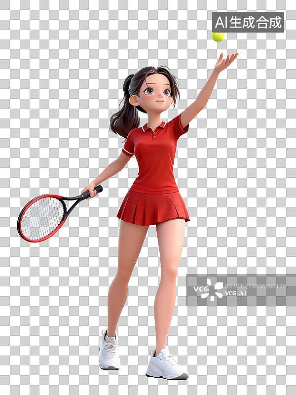 【AI数字艺术】3D卡通女子运动员——网球图片素材