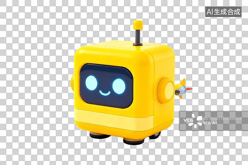 【AI数字艺术】可爱黄色机器人玩具图片素材