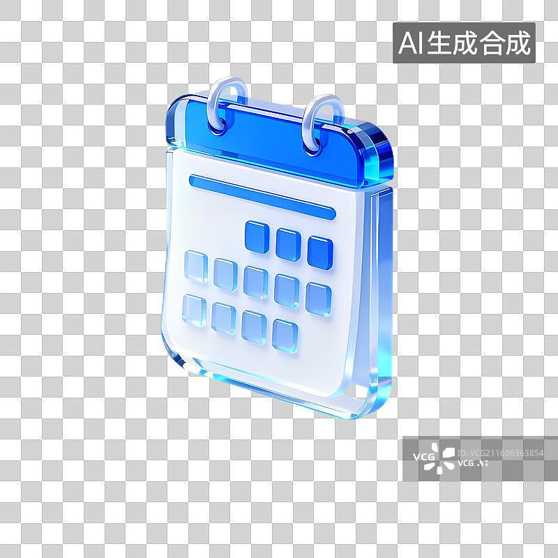 【AI数字艺术】蓝白配色3D日历图标图片素材