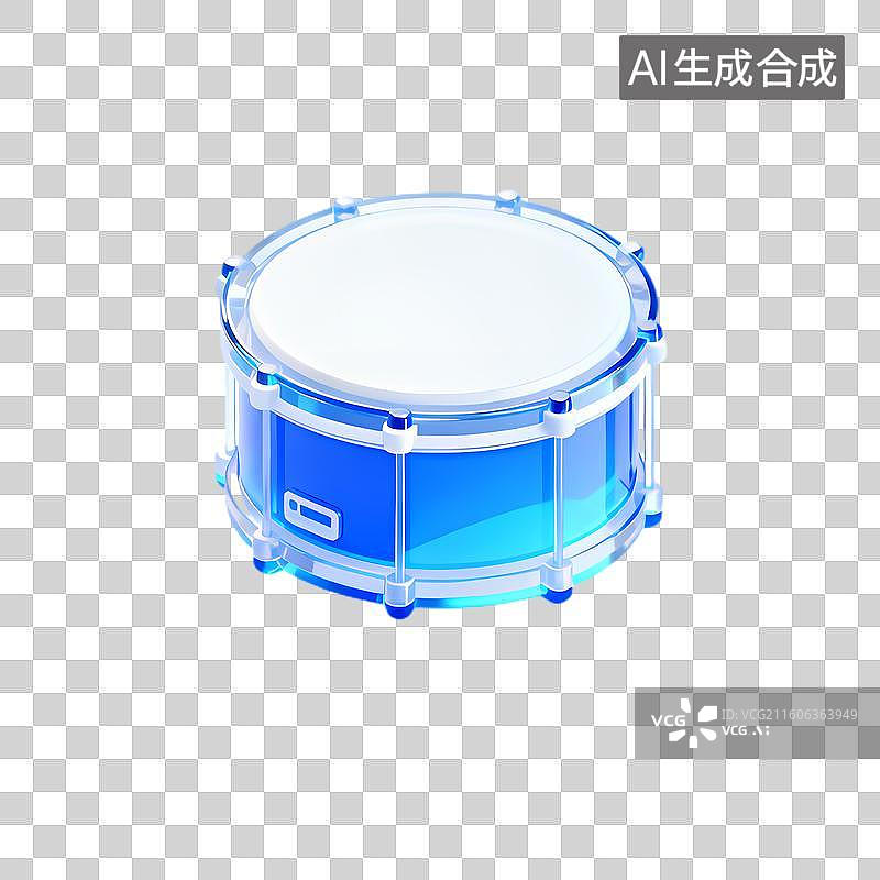【AI数字艺术】等距风格蓝色小军鼓图示图片素材