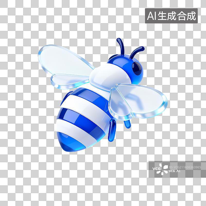 【AI数字艺术】蓝白条纹3D立体蜜蜂图片素材