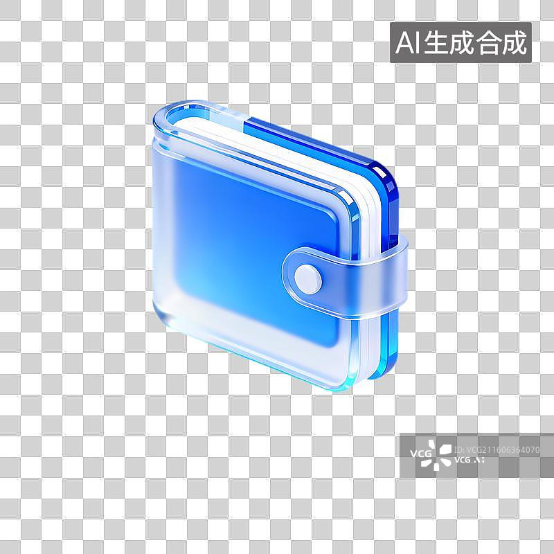 【AI数字艺术】透明蓝色钱包图标图片素材