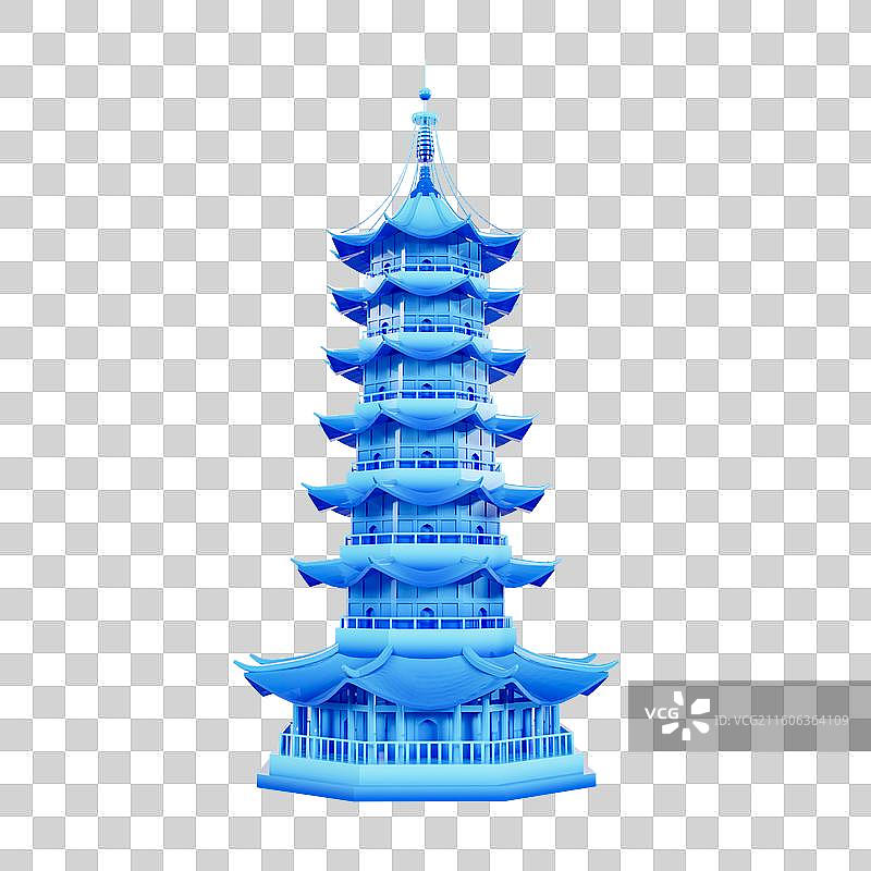 3D立体苏州地标建筑苏州瑞光塔图片素材