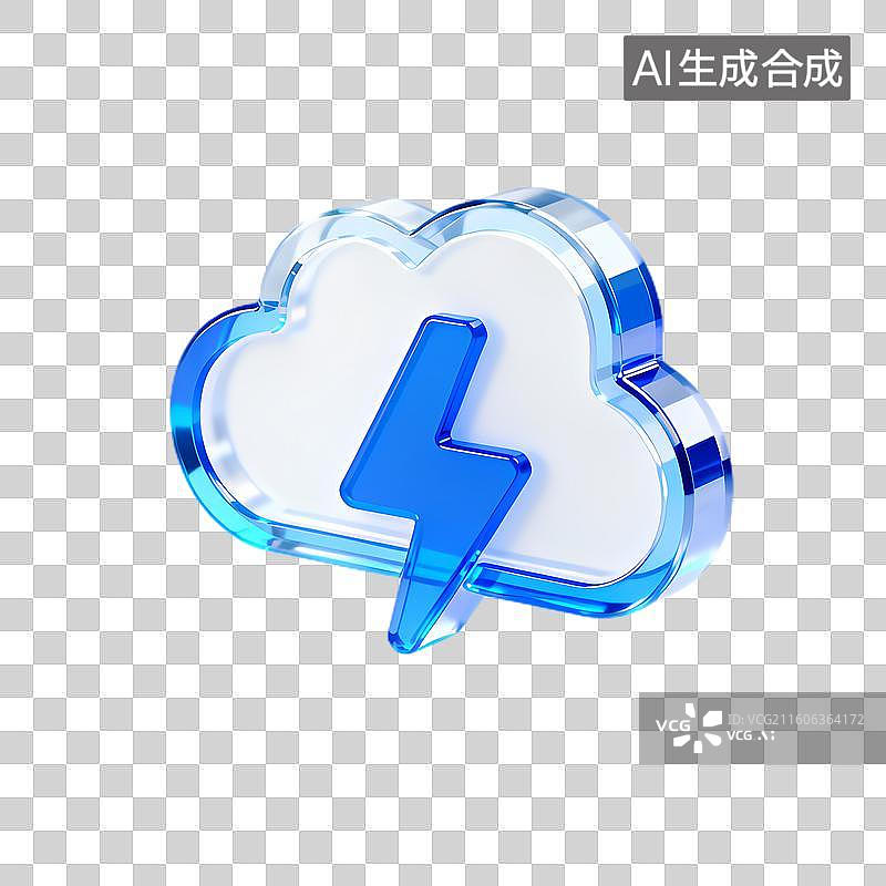 【AI数字艺术】带有闪电的云朵科技图标图片素材