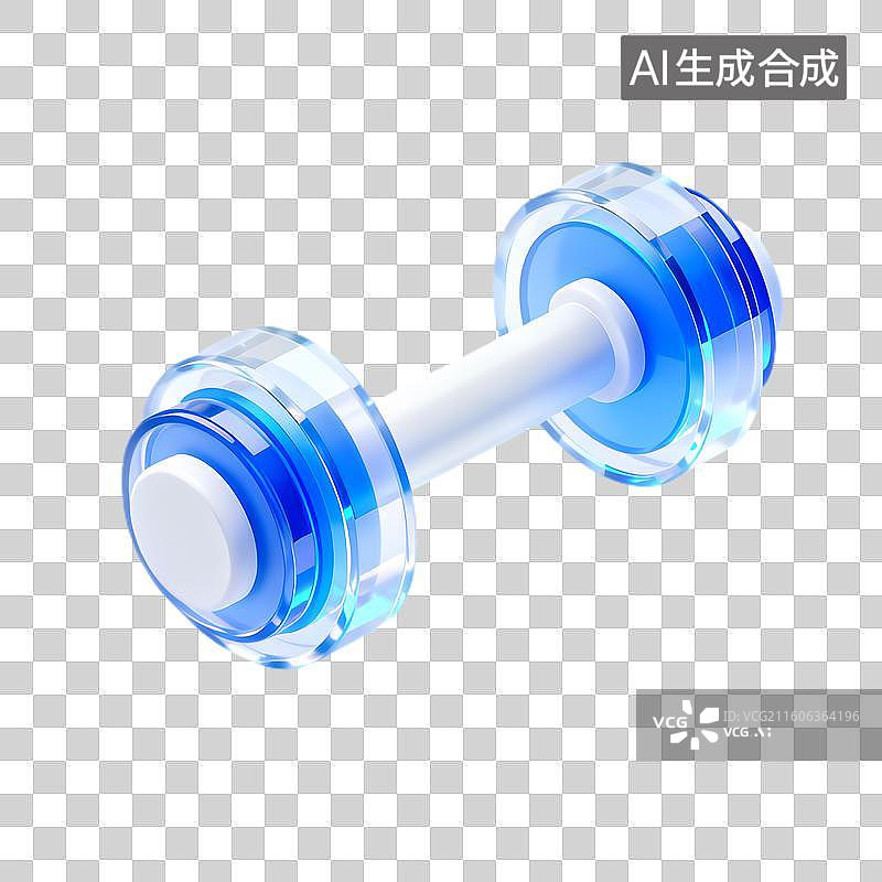 【AI数字艺术】透明蓝白现代设计哑铃图片素材