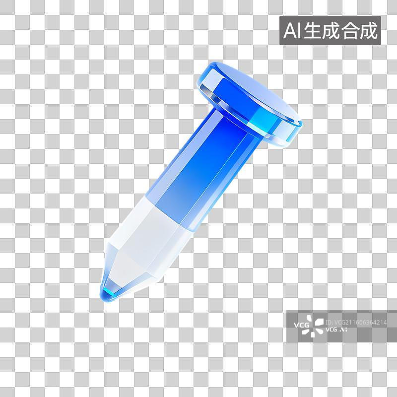 【AI数字艺术】蓝色立体风格钢笔图标图片素材