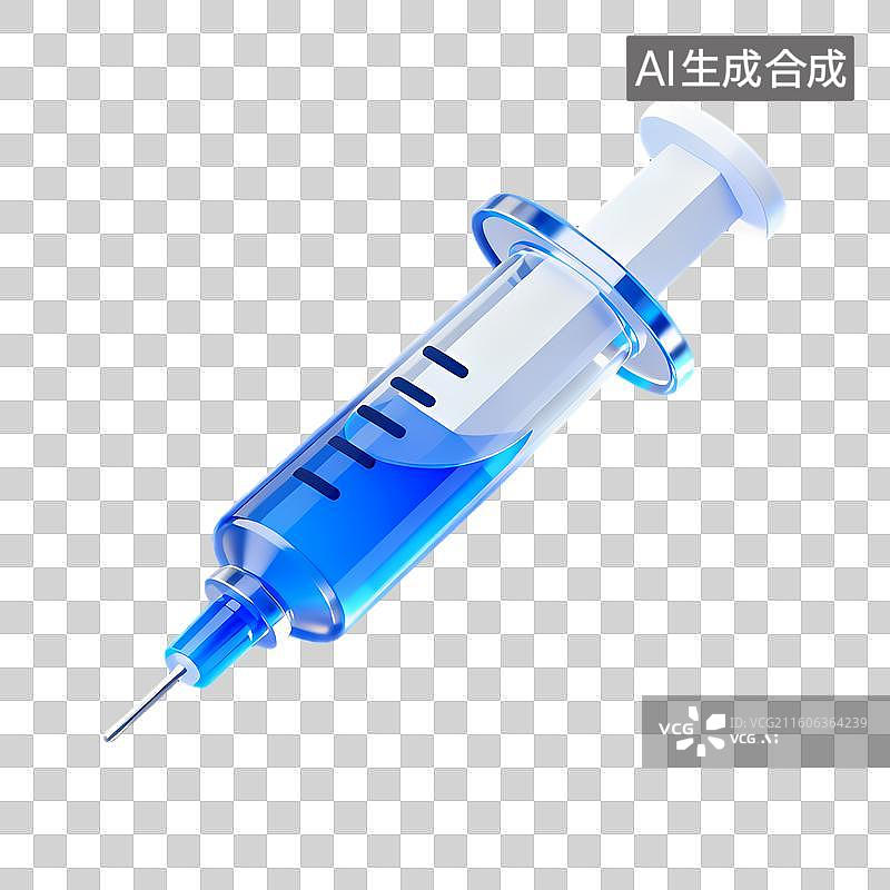 【AI数字艺术】蓝色医疗注射器含液体图片素材