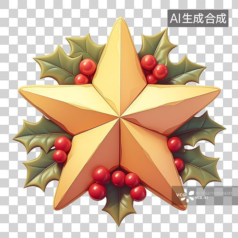 【AI数字艺术】圣诞五角星图片素材