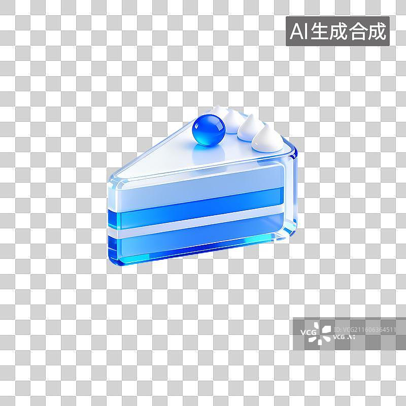 【AI数字艺术】蓝色分层蛋糕切片图片素材