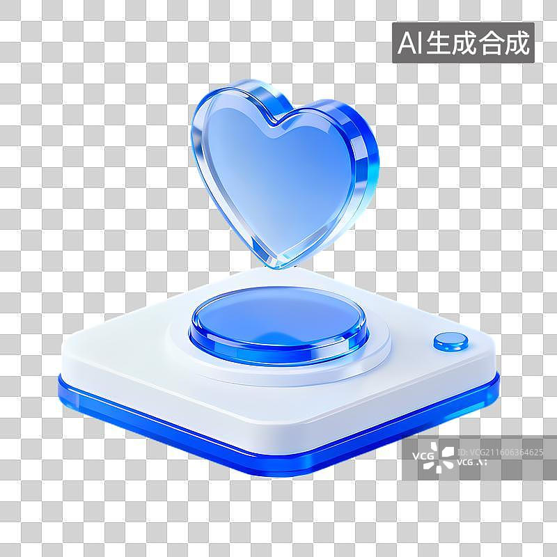 【AI数字艺术】蓝色心形物体与现代底座图片素材