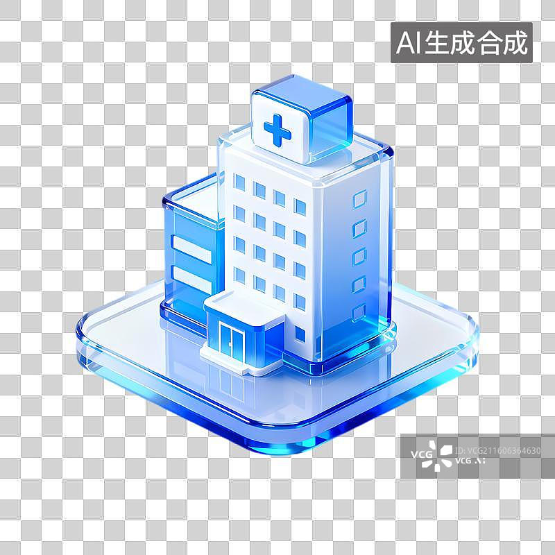 【AI数字艺术】现代医疗建筑图标图片素材