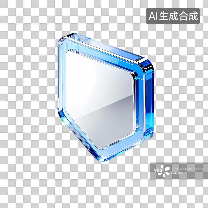 【AI数字艺术】蓝色透明几何形状光学元件图片素材