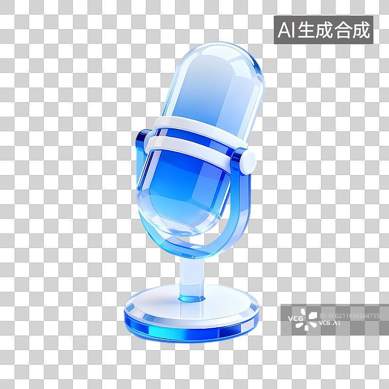 【AI数字艺术】透明蓝色现代设计麦克风图片素材