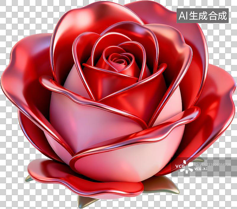 【AI数字艺术】卡通3D酸性时尚金属材质风格情人节插画元素免抠图形图片素材