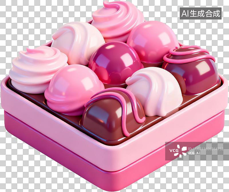 【AI数字艺术】卡通3D酸性时尚金属材质风格情人节插画元素免抠图形图片素材