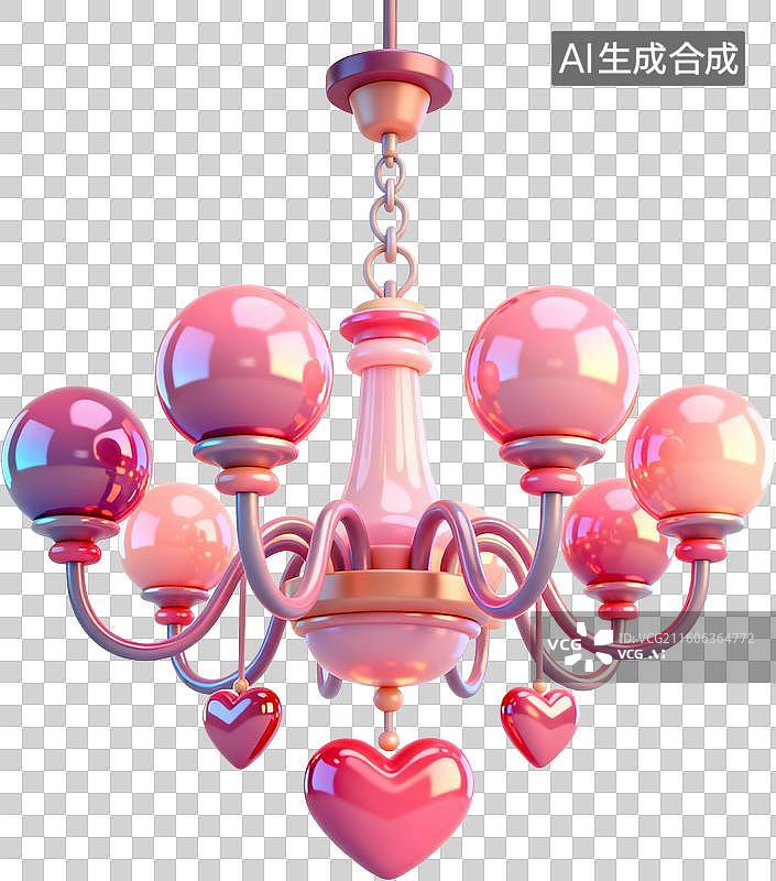 【AI数字艺术】卡通3D酸性时尚金属材质风格情人节插画元素免抠图形图片素材