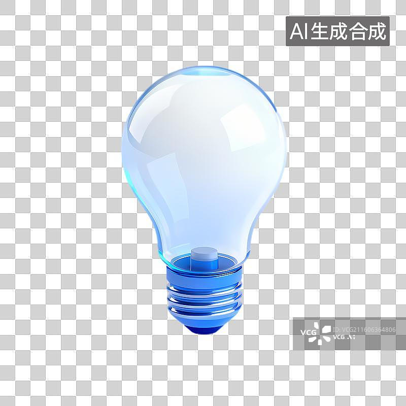 【AI数字艺术】透明蓝色创意灯泡形象图片素材