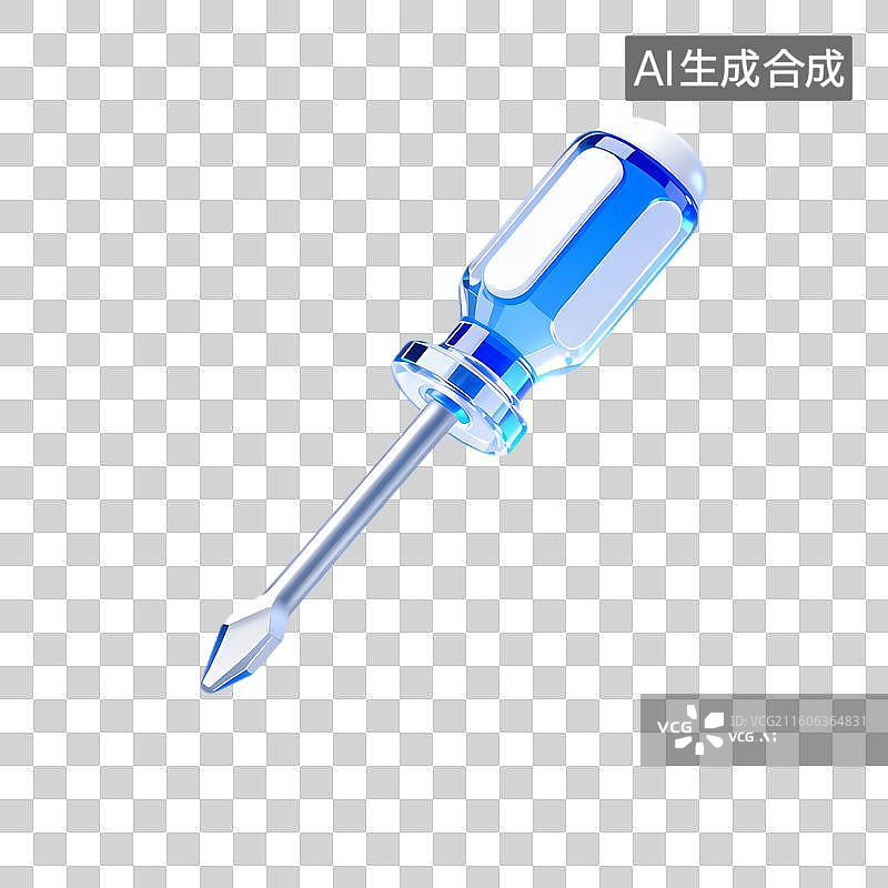 【AI数字艺术】蓝色透明螺丝刀工具图片素材