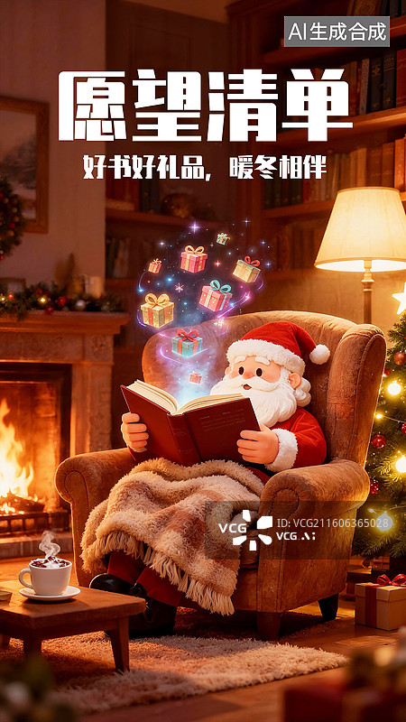 【AI数字艺术】3D圣诞节电商促销购物愿望清单海报插画设计模版图片素材