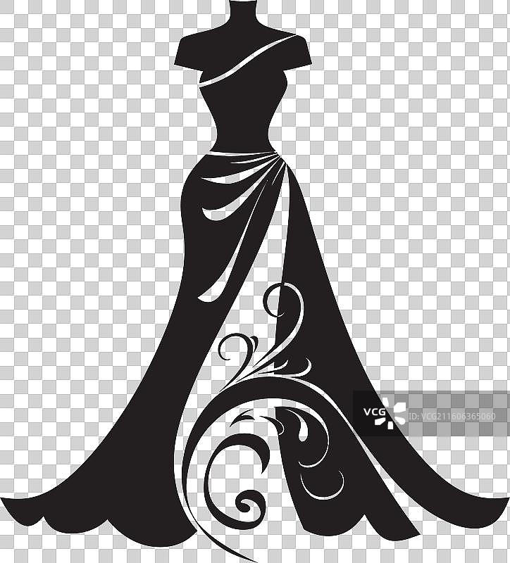 设计师款黑色连衣裙，尽显优雅图片素材