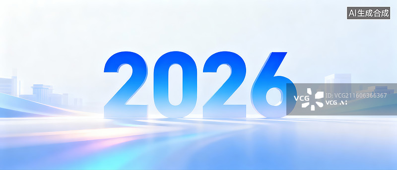 【AI数字艺术】2026 淡蓝清新城市商务背景素材图片素材