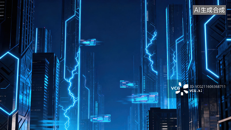 【AI数字艺术】未来城市夜景图片素材