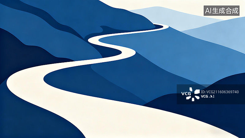【AI数字艺术】山路插画图片素材
