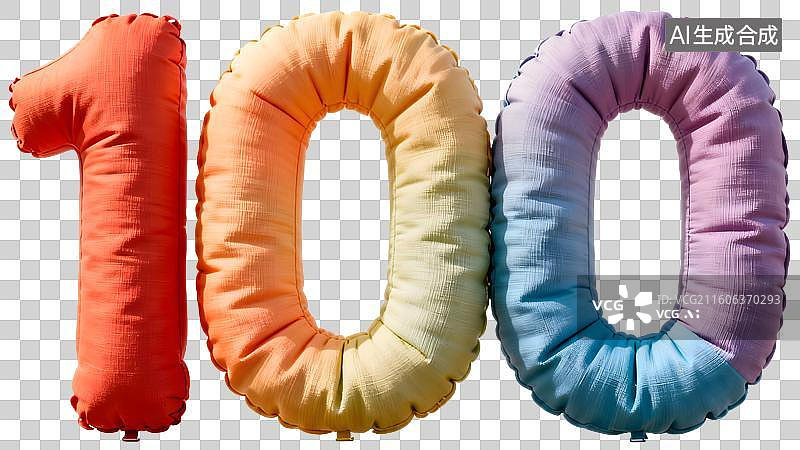 【AI数字艺术】彩色充气数字100图片素材