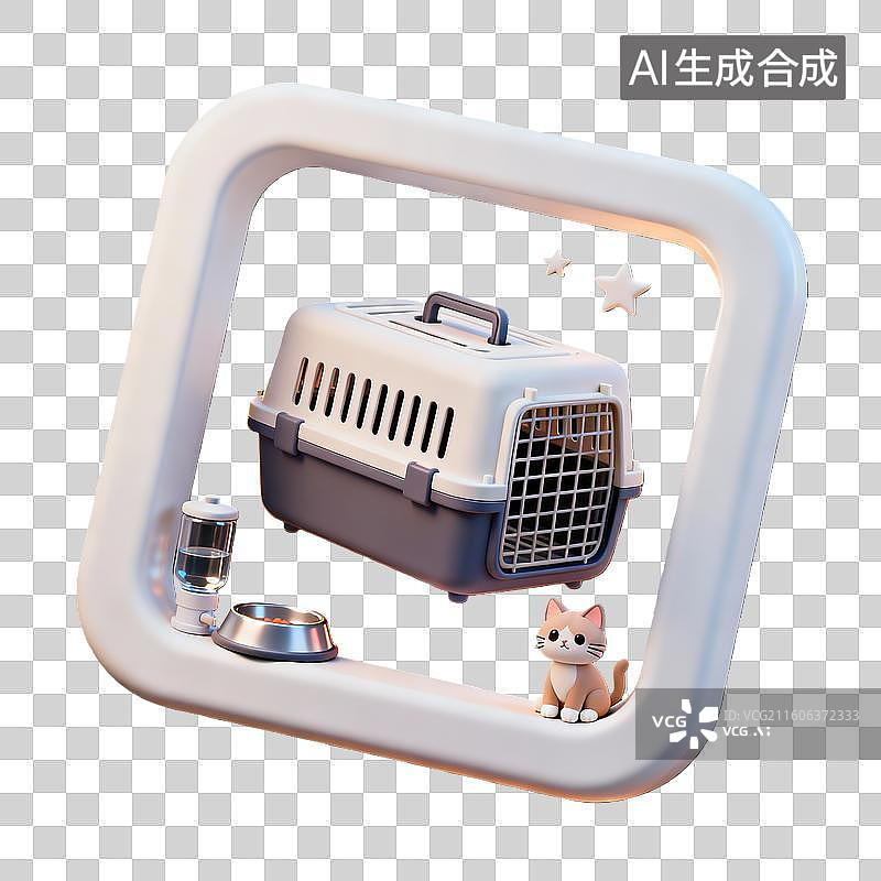 【AI数字艺术】3d粘土边框风格社会热点萌宠经济组合元素图片素材