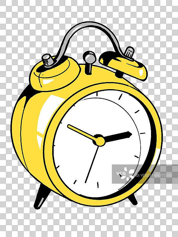 卡通手绘黄色闹钟插画元素图片素材