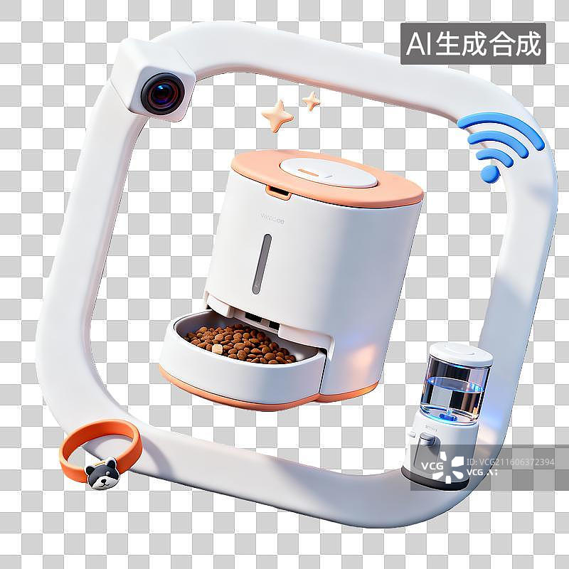 【AI数字艺术】3d粘土边框风格社会热点萌宠经济宠物喂食器组合元素图片素材