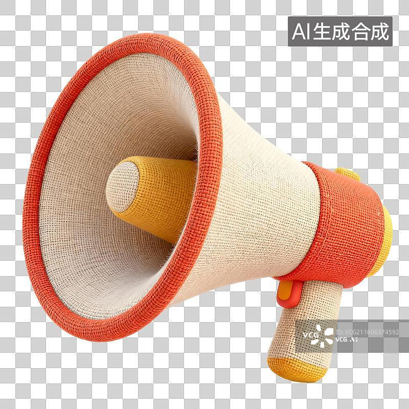 【AI数字艺术】3D渲染立体布纹针织质感电商购物节促销元素喇叭图片素材