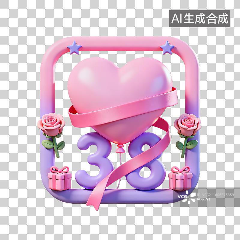 【AI数字艺术】3d粘土质感国际节日数字38妇女节组合元素图片素材
