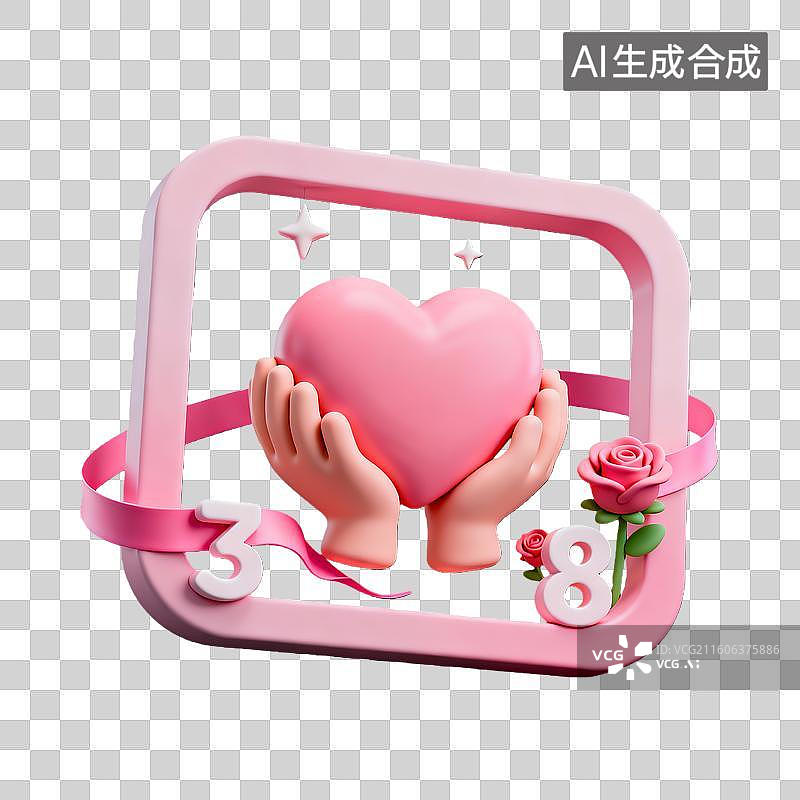 【AI数字艺术】3d粘土质感国际节日数字38妇女节组合元素图片素材