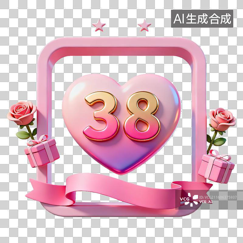 【AI数字艺术】3d粘土质感国际节日数字38妇女节组合元素图片素材