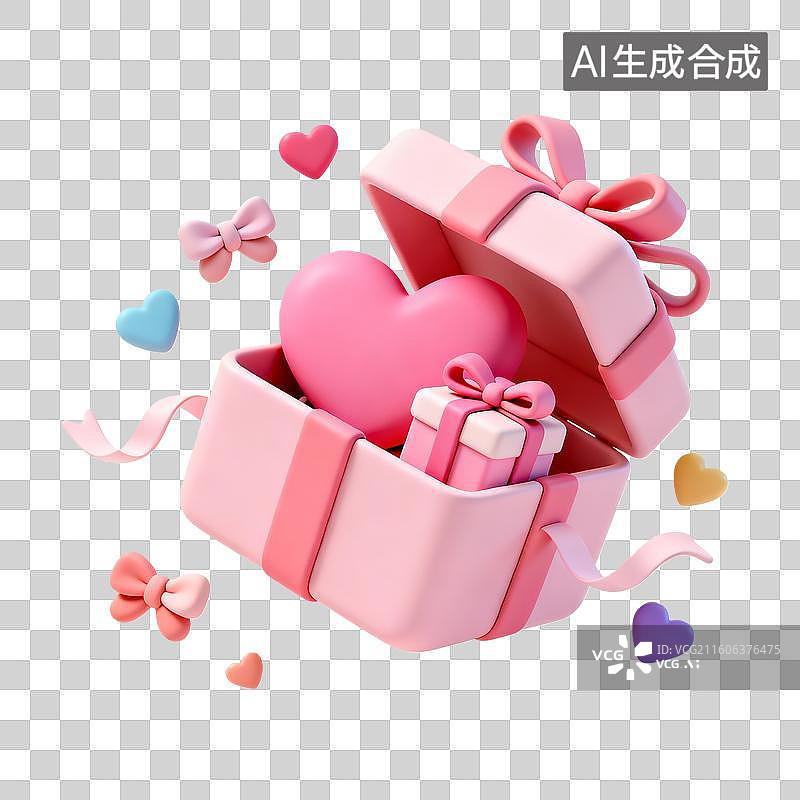 【AI数字艺术】3d粘土质感国际节日38妇女节礼盒组合元素图片素材