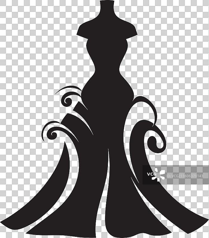 优雅简约的黑色Logo连衣裙，时尚达人图片素材