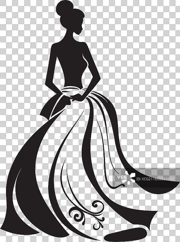 优雅别致的黑色Logo连衣裙，时尚达人图片素材