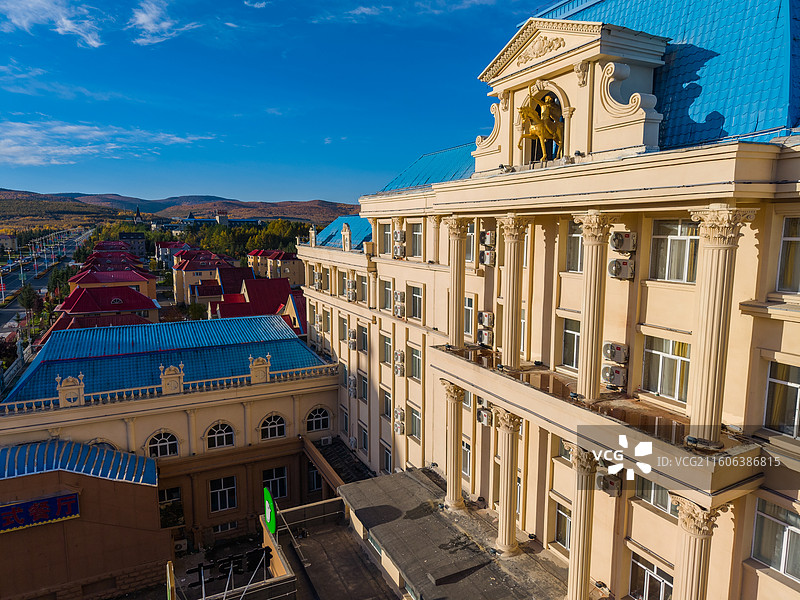 航拍阿尔山市城镇，城市，街区，居民区，内蒙古呼伦贝尔兴安盟图片素材