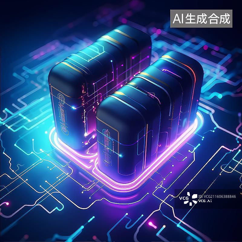 【AI数字艺术】高性能锂电池储能科技背景图片素材