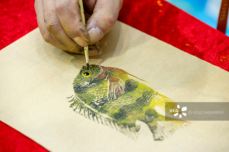 非物质文化遗产，疍家鱼贴年画图片素材